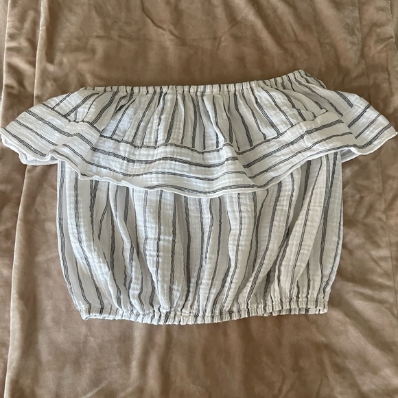 GUC Jens pirate booty white with grey stripes cha cha tube top - Picture 1 of 8